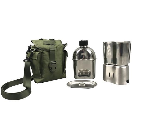 Jolmo Lander G.I. Style Canteen 1.2L&Stainless Steel Canteen Cup 0.8L With-Jolmo Lander Official Store-Olive Drab Set-Bargain Bait Box