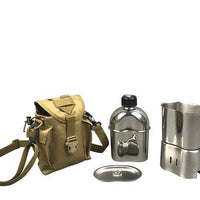 Jolmo Lander G.I. Style Canteen 1.2L&Stainless Steel Canteen Cup 0.8L With-Jolmo Lander Official Store-Sandy Brown Set-Bargain Bait Box