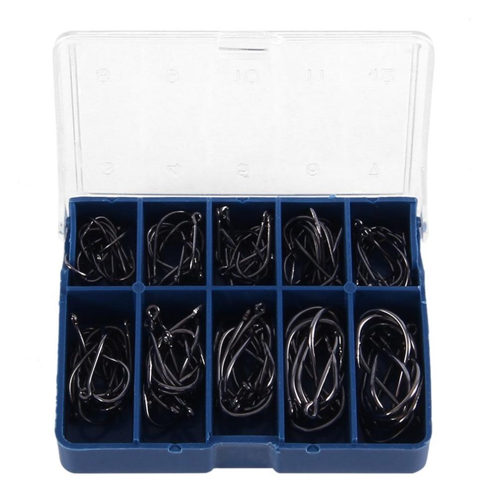 Joshnese 100 Pcs Sharpened Hooks Silver Fishing 10 Compartments Box Tackle-Ziyaco Online Store-Bargain Bait Box
