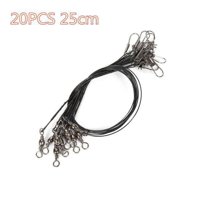 Joshnese Brand 20Pcs/Set Fishing Lure Line Trace Steel Wire Leader Swivel-Super Online Technology Co., Ltd-25cm-Bargain Bait Box