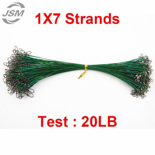 Jsm 100Pcs 25Cm Nylon Coated Fishing Wire Leader Stainless Steel Braided Trace-JSHANMEI Official Store-1X7 20LB-Bargain Bait Box