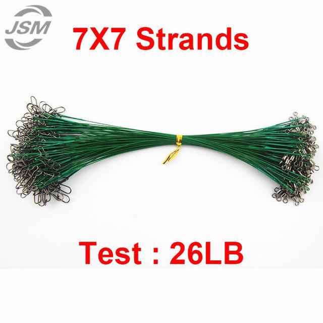 Jsm 100Pcs 25Cm Nylon Coated Fishing Wire Leader Stainless Steel Braided Trace-JSHANMEI Official Store-7X7 26LB-Bargain Bait Box