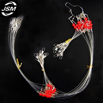 Jsm 12Pcs 35Cm 55Cm Nylon Monofilament Fishing Wire Leaders 2 Arms Trace-JSHANMEI Official Store-1RD 35cm-Bargain Bait Box