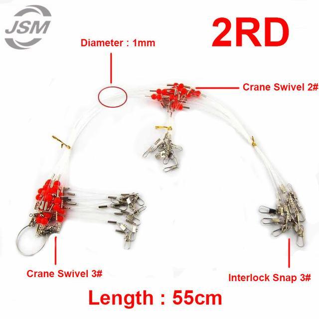 Jsm 12Pcs 35Cm 55Cm Nylon Monofilament Fishing Wire Leaders 2 Arms Trace-JSHANMEI Official Store-2RD 55cm-Bargain Bait Box