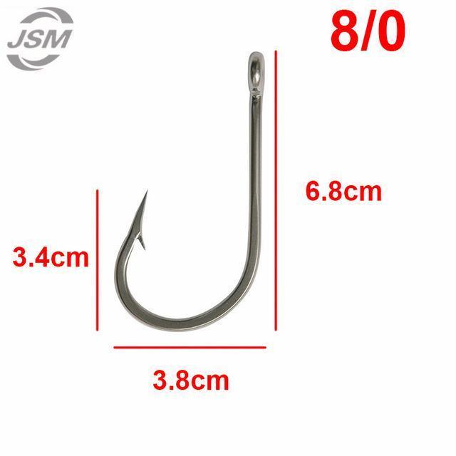 Jsm 5Pcs 7691 Stainless Steel Big Game Fishing Hooks Fish Tuna Bait Fishhooks-JSHANMEI Official Store-8 0-Bargain Bait Box