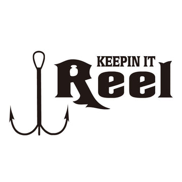 Keepin It Reel Fishing Fishhook Car Decal Vinyl Sticker Removable Window Decal-Fishing Decals-Bargain Bait Box-Black-Bargain Bait Box