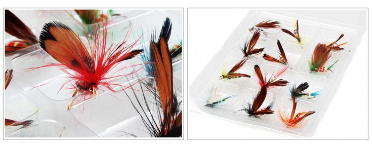 Kkwezva 36Pcs Insect Fly Fishing Lure Artificial Fishing Bait Feather Single-Asuka Outdoor-Bargain Bait Box