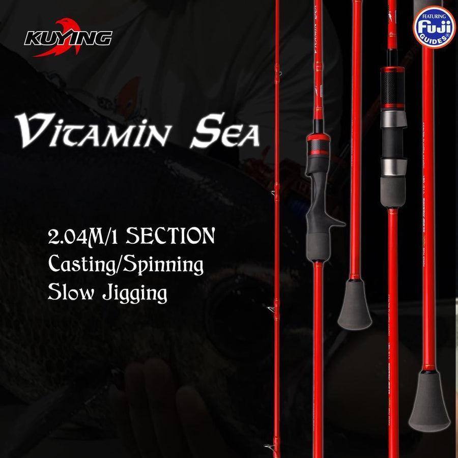 Kuying Vitamin Sea 1 Section 2.04M Carbon Spinning Casting Lure Slow Jigging-Spinning Rods-kuying Official Store-Red-Bargain Bait Box