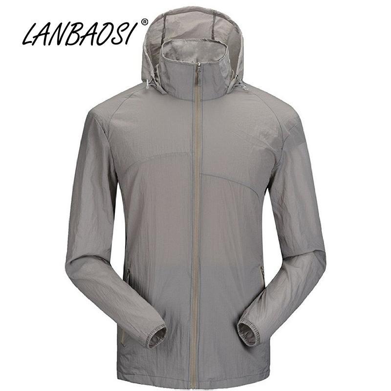 Lanbaosi Sports Men&#39;S Jackets Hooded Waterproof Quick-Drying Sunscreen Ing-Hoodies-Bargain Bait Box-Blue-M-Bargain Bait Box