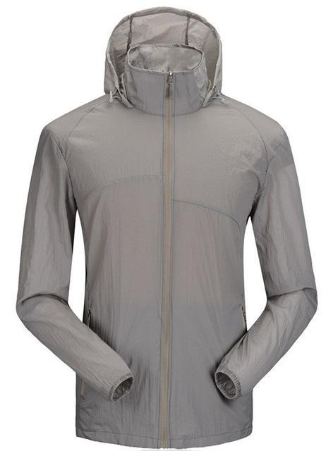 Lanbaosi Sports Men&#39;S Jackets Hooded Waterproof Quick-Drying Sunscreen Ing-Hoodies-Bargain Bait Box-Gray-M-Bargain Bait Box