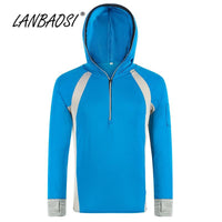 Lanbaosi Sun Uv Protection Fishing Clothing For Men Quick Dry Shirt Long-LANBAOSI Official Store-Blue-M-Bargain Bait Box