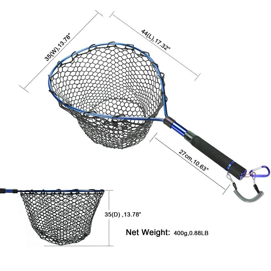 Landing Net Of Aluminum Alloy Frame,Soft Rubber Mesh,Eva Handle And Magnetic-Fishing Nets-Bargain Bait Box-Purple-Bargain Bait Box