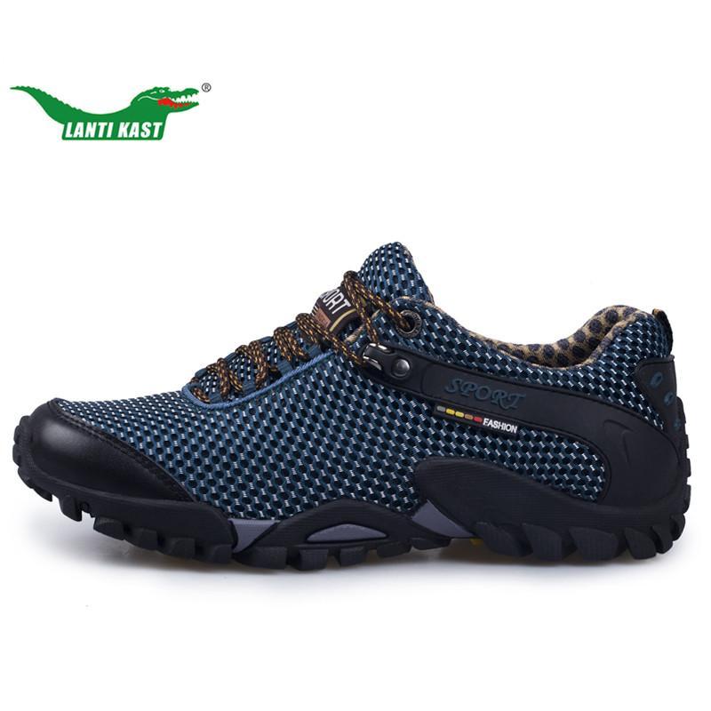 Lanti Kast Hiking Shoes Men Breathable Mesh Rubber Anti-Slippery Trekking-LANTI KAST Official Store-Blue-6.5-Bargain Bait Box