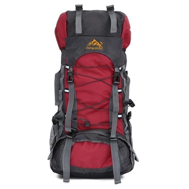 Large 60L Outdoor Backpack Travel Climbing Backpacks Waterproof Rucksack-Splendidness-Red Color-Bargain Bait Box
