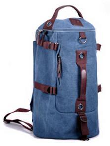 Large Capacity Canvas Round Bucket Backpack Male Mountaineering Hiking-Let&#39;s Travel Store-Blue Color-Bargain Bait Box