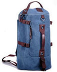Large Capacity Canvas Round Bucket Backpack Male Mountaineering Hiking-Let's Travel Store-Blue Color-Bargain Bait Box