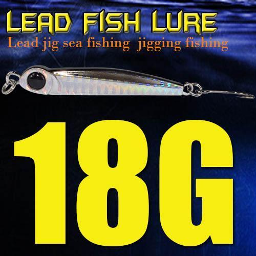 Lead Fish 8G/18G/28G/39G/60G/80G Metal Jigs With Single Hook And Rings Jigging-A Fish Lure Wholesaler-18gBlack-Bargain Bait Box