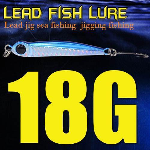 Lead Fish 8G/18G/28G/39G/60G/80G Metal Jigs With Single Hook And Rings Jigging-A Fish Lure Wholesaler-18gBlue-Bargain Bait Box