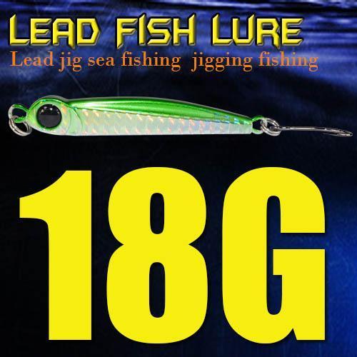 Lead Fish 8G/18G/28G/39G/60G/80G Metal Jigs With Single Hook And Rings Jigging-A Fish Lure Wholesaler-18gGreen-Bargain Bait Box