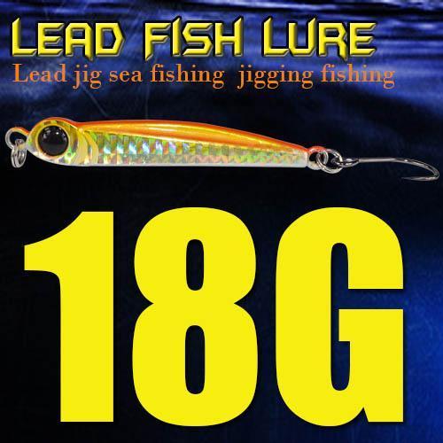Lead Fish 8G/18G/28G/39G/60G/80G Metal Jigs With Single Hook And Rings Jigging-A Fish Lure Wholesaler-18gOrange-Bargain Bait Box