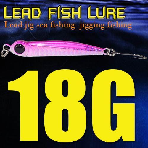 Lead Fish 8G/18G/28G/39G/60G/80G Metal Jigs With Single Hook And Rings Jigging-A Fish Lure Wholesaler-18gPink-Bargain Bait Box