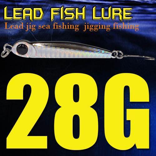 Lead Fish 8G/18G/28G/39G/60G/80G Metal Jigs With Single Hook And Rings Jigging-A Fish Lure Wholesaler-28gBlack-Bargain Bait Box