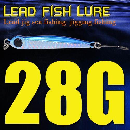 Lead Fish 8G/18G/28G/39G/60G/80G Metal Jigs With Single Hook And Rings Jigging-A Fish Lure Wholesaler-28gBlue-Bargain Bait Box