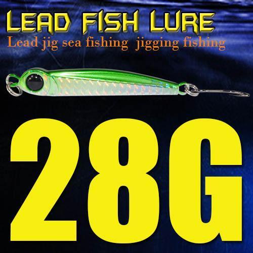 Lead Fish 8G/18G/28G/39G/60G/80G Metal Jigs With Single Hook And Rings Jigging-A Fish Lure Wholesaler-28gGreen-Bargain Bait Box