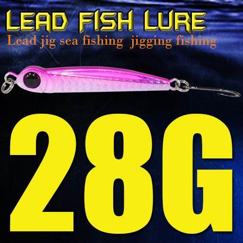 Lead Fish 8G/18G/28G/39G/60G/80G Metal Jigs With Single Hook And Rings Jigging-A Fish Lure Wholesaler-28gPink-Bargain Bait Box