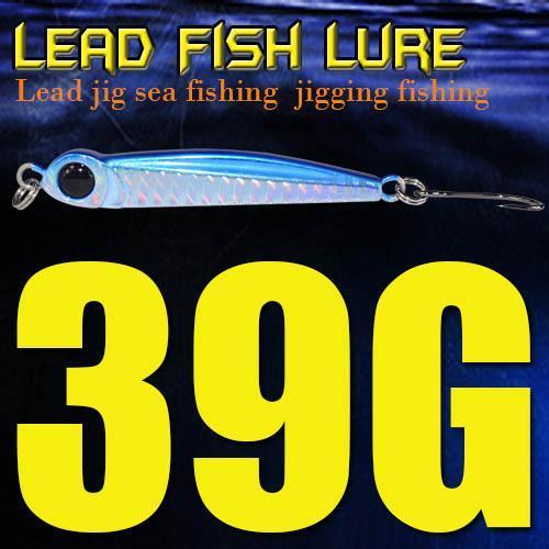 Lead Fish 8G/18G/28G/39G/60G/80G Metal Jigs With Single Hook And Rings Jigging-A Fish Lure Wholesaler-39gBlue-Bargain Bait Box
