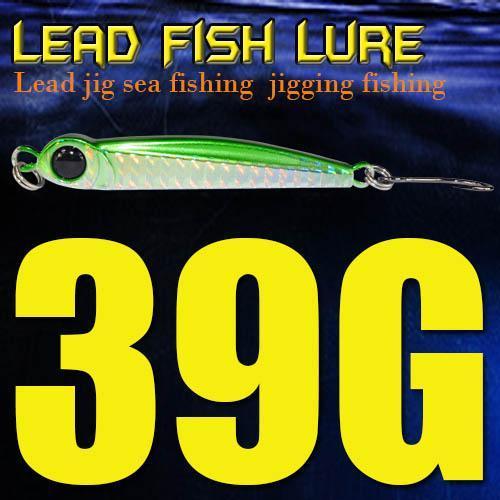 Lead Fish 8G/18G/28G/39G/60G/80G Metal Jigs With Single Hook And Rings Jigging-A Fish Lure Wholesaler-39gGreen-Bargain Bait Box