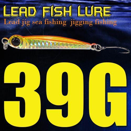 Lead Fish 8G/18G/28G/39G/60G/80G Metal Jigs With Single Hook And Rings Jigging-A Fish Lure Wholesaler-39gOrange-Bargain Bait Box
