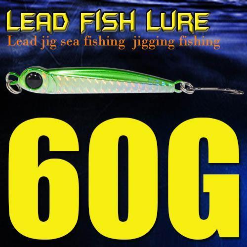 Lead Fish 8G/18G/28G/39G/60G/80G Metal Jigs With Single Hook And Rings Jigging-A Fish Lure Wholesaler-60gGreen-Bargain Bait Box