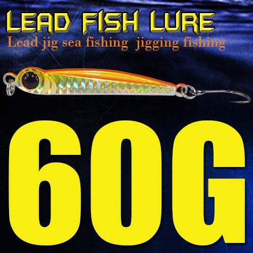 Lead Fish 8G/18G/28G/39G/60G/80G Metal Jigs With Single Hook And Rings Jigging-A Fish Lure Wholesaler-60gOrange-Bargain Bait Box