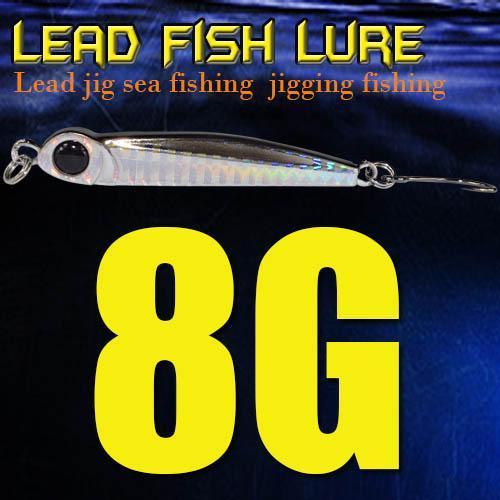 Lead Fish 8G/18G/28G/39G/60G/80G Metal Jigs With Single Hook And Rings Jigging-A Fish Lure Wholesaler-8gBlack-Bargain Bait Box