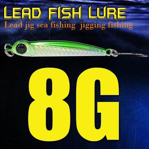Lead Fish 8G/18G/28G/39G/60G/80G Metal Jigs With Single Hook And Rings Jigging-A Fish Lure Wholesaler-8gGreen-Bargain Bait Box