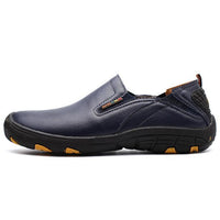 Leather Trekking Boots Waterproof For Men Slip On Mountain Hiking Shoes Black-YANGTENG Store-blue-5.5-Bargain Bait Box