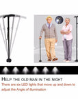 Led Light Folding Old Man Safety Walking Stick 4 Head Pivoting Trusty Base For-TopYK-S Outdoor Store-Bargain Bait Box