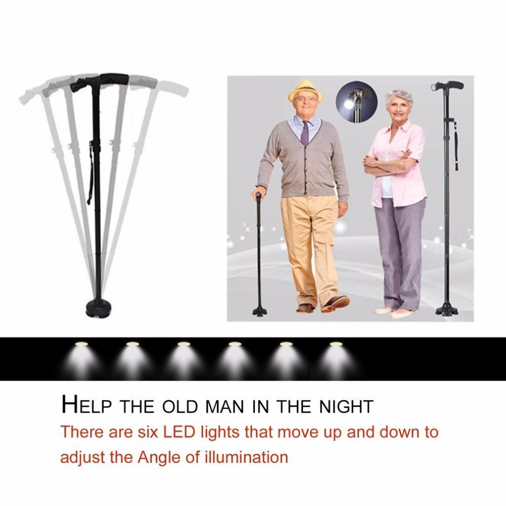 Led Light Illuminate Old Man Folding Trekking Poles T-Handle Man Hiking Poles-Katyusha shop Store-Bargain Bait Box