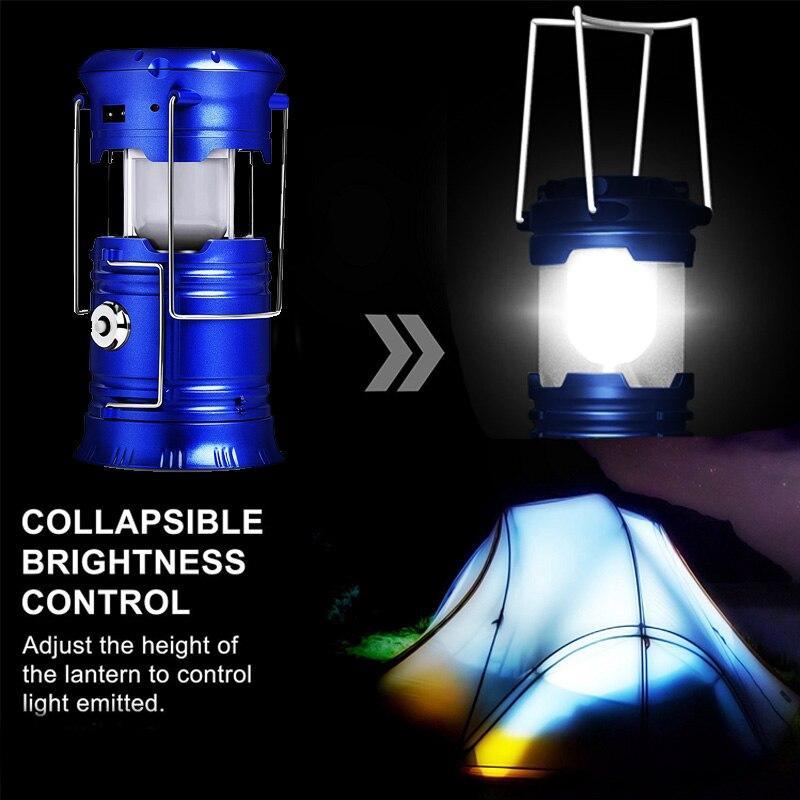 Led Solar Powered Lantern Light Portable Lamp Collapsible Flashlights-Portable Lanterns-MINTS MATERIALS Store-Blue Color-Bargain Bait Box