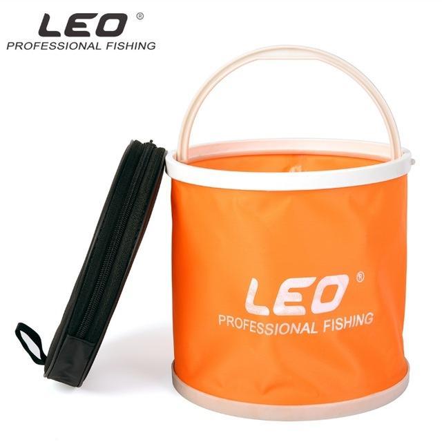 Leo Round Canvas Bucket 20X19Cm Portable Foldable Bag With Storage Case-Pro Angler Store-Orange-Bargain Bait Box