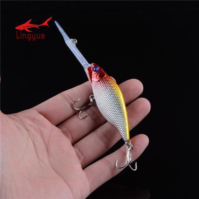 Lingyue Minnow Crankbait Sinking Medium Diver Hard Fishing Bait Long Mouth 3D-Lingyue Fishing Tackle Co.,Ltd-C6-Bargain Bait Box