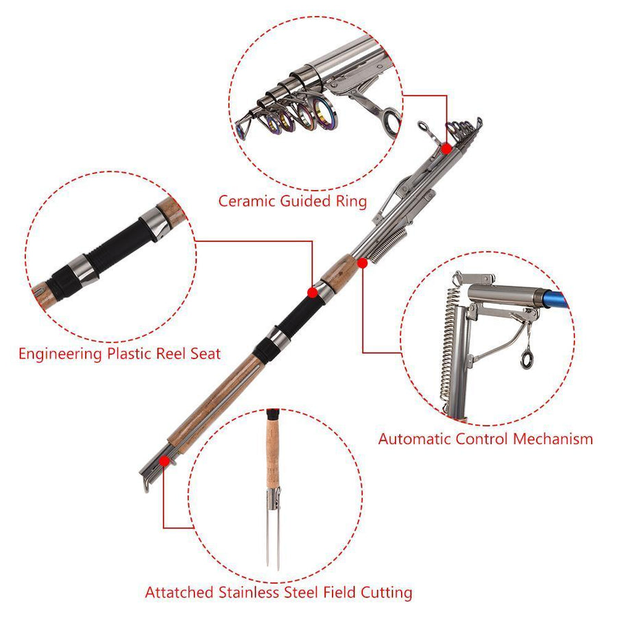 Lixada 2.1/2.4/2.7/3.0M Adjustable Telescopic Carbon Fiber Fishing Rod Automatic-Automatic Fishing Rods-LiteTeck-2.1 m-Bargain Bait Box