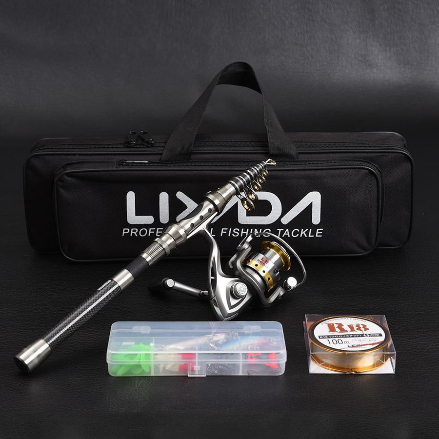 Lixada Fishing Rod Reel Lure Combo Full Kit Telescopic Rod Gear +Spinning-LIXADA Official Store-1.5m-Bargain Bait Box
