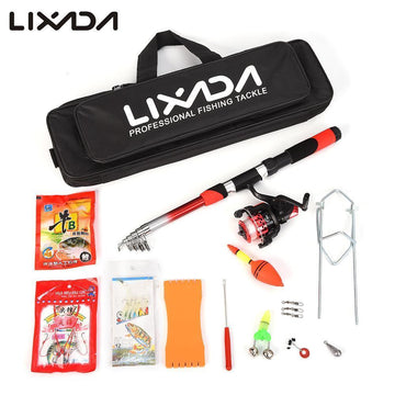 Lixada Telescopic Fishing Rod Reel Combo Full Kit Spinning Reel Pole Set With-LIXADA Official Store-Red-Bargain Bait Box