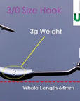 Lock Weighted Mustad Utral Point Hook, 2G-1/0, 2.5G-/2/0, 3G-3/0 Weight /-Weighted Hooks-Bargain Bait Box-Black-Bargain Bait Box