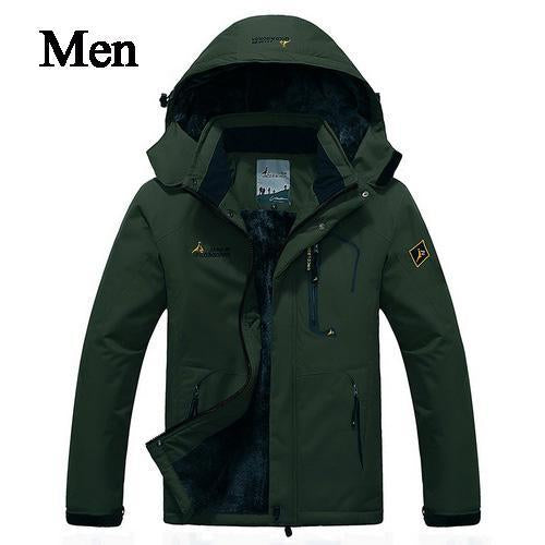 Loclimb 6Xl Thick Faux Fur Waterproof Jacket Men Winter Outdoor Sports Rain-LoClimb Store-army green-Asian L-Bargain Bait Box