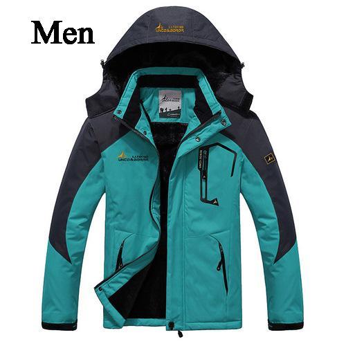 Loclimb 6Xl Thick Faux Fur Waterproof Jacket Men Winter Outdoor Sports Rain-LoClimb Store-lake blue-Asian L-Bargain Bait Box