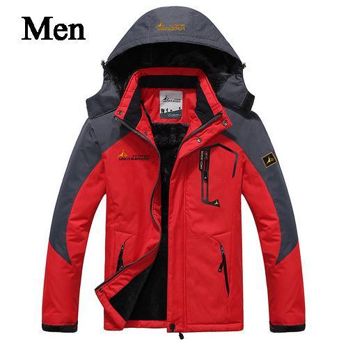 Loclimb 6Xl Thick Faux Fur Waterproof Jacket Men Winter Outdoor Sports Rain-LoClimb Store-red-Asian L-Bargain Bait Box