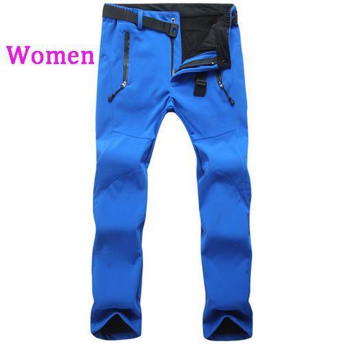 Loclimb Men Women Fleece Softshell Camping Hiking Pants Winter Outdoor-LoClimb Store-women blue-S 160-Bargain Bait Box
